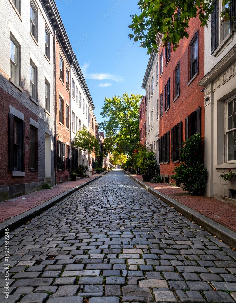 Fototapeta premium Cobblestone street between historic buildings