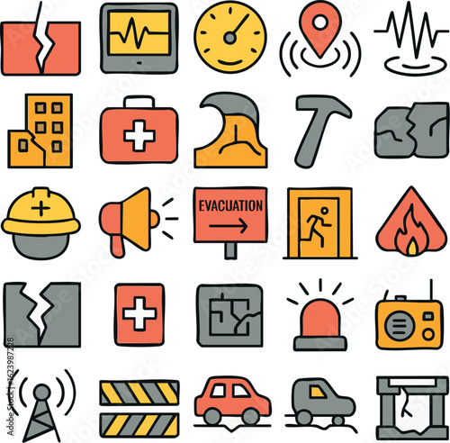 Vector Icon Set for Natural Disasters and Emergencies.