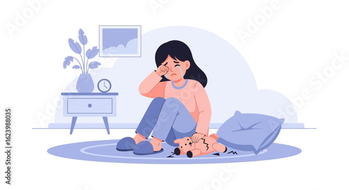 Heartbroken Young Woman Crying After The Loss Of Her Childhood Friend