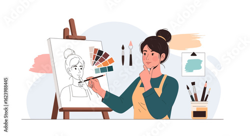 Inspired Artist Creates A Portrait With A Palette Of Colorful Inspiration