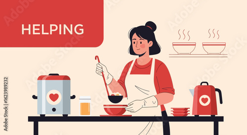 Kind Woman Donating Food With Love for People in Need During Covid Pandemic