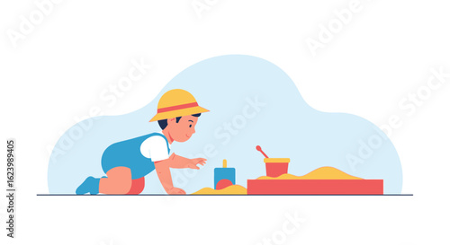 Little Explorer Enjoys Imaginative Playtime In The Sandbox Creating Memories