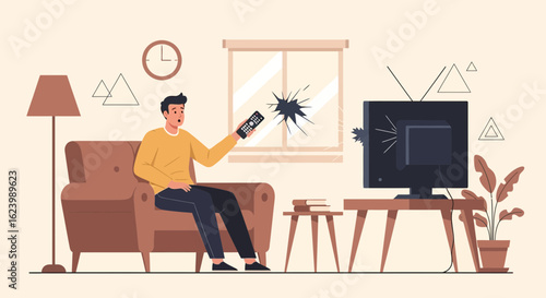 Man Accidentally Shatters Tv And Window With Remote Control In Living Room