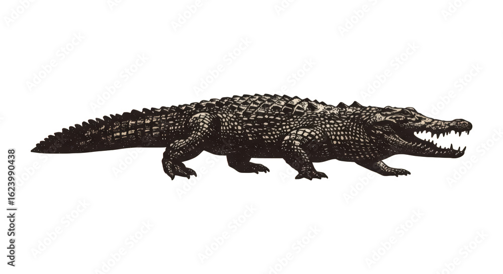 Naklejka premium Ancient Reptilian Predator A Crocodilian Creature Of The Swampy Depths