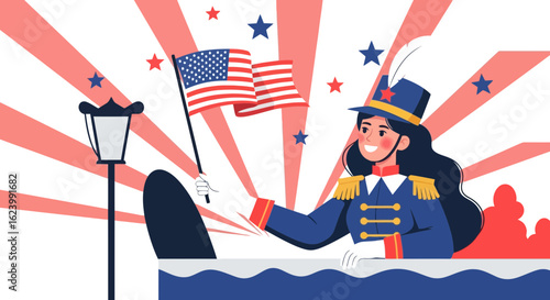 Patriotic Parade Celebrating American Culture And Heritage With Bandleader