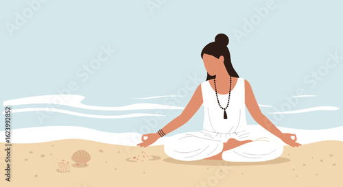 Mindful Meditation On The Beach For Inner Peace And Relaxation In The Serene Coastal Landscape