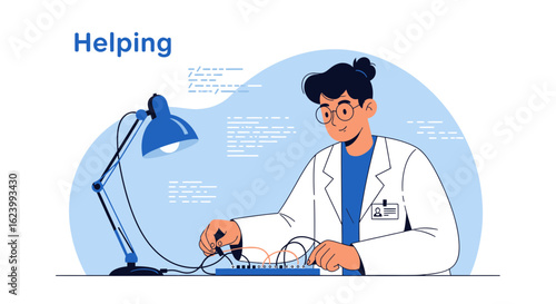 Scientist Is Working On Experiment In The Laboratory Using Technology