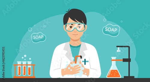 Scientist Washing Hands During Pandemic For Hygiene And Virus Prevention