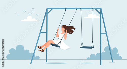 Serene Swing: A Young Woman Enjoying a Peaceful Moment on the Playground