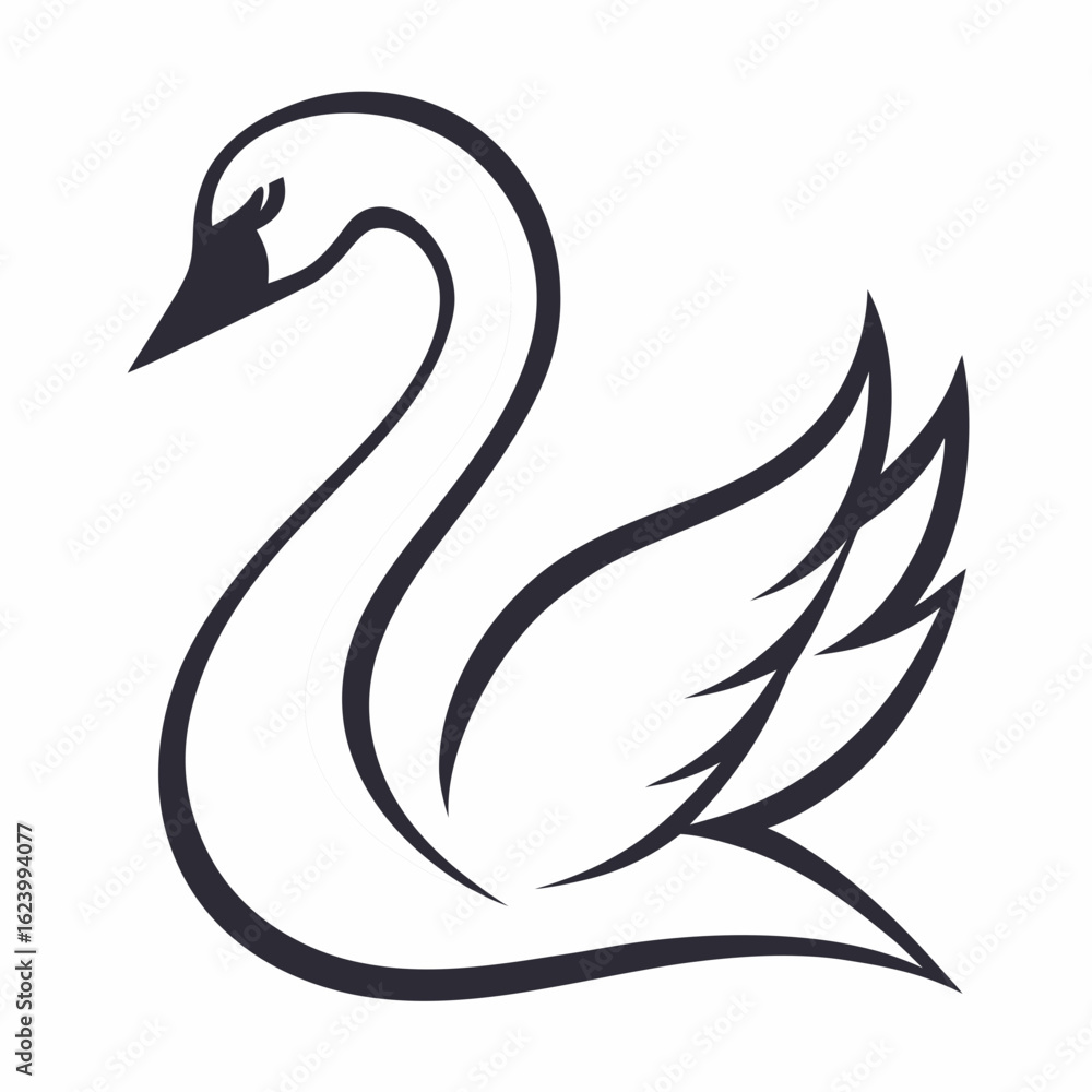 Fototapeta premium black swan vector illustration
