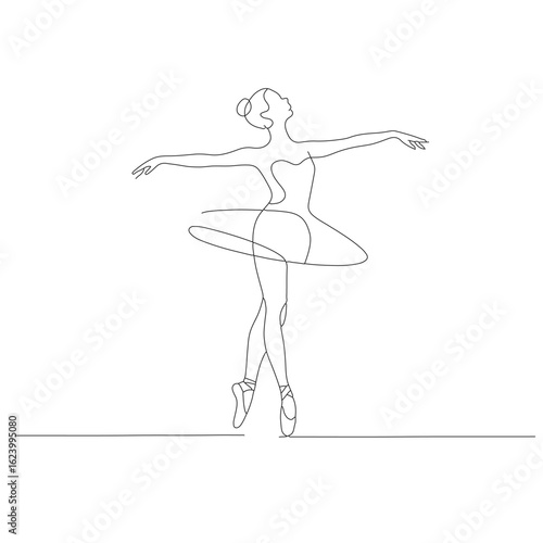 Continious line art Ballet Dancer Line Drawing – Minimalist Continuous Line Art Symbolizing Grace and Movement