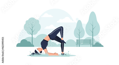 Woman Doing Yoga Pose Outdoors For Wellness And Healthy Lifestyle