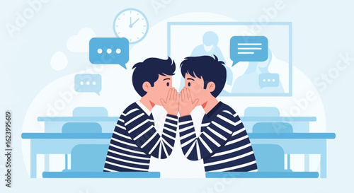 Students Sharing Secrets In Classroom During Lecture Time In Education Concept