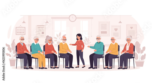 Support Group Session With Elderly People Having a Discussion With Therapist