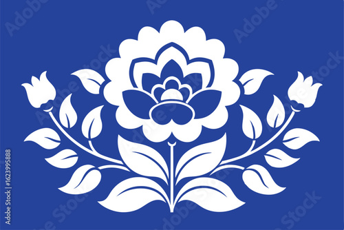 royal blue and white porcelain inspired floral art.eps