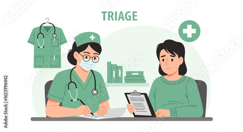 Triage Consultation With Patient At Hospital Emergency Room Illustration