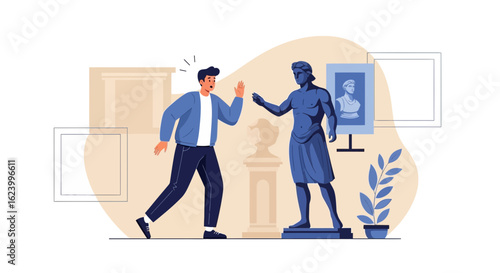 Unexpected Encounter With Ancient Sculpture In A Modern Museum Display Setting
