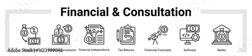 Financial & Consultation icon sheet banner collection