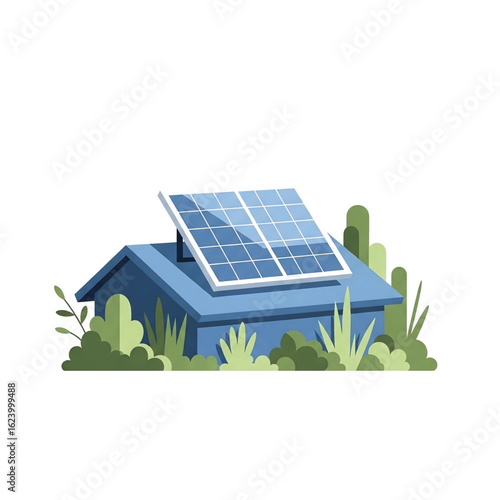 Eco-Friendly Home: Solar Panel Vector Illustration