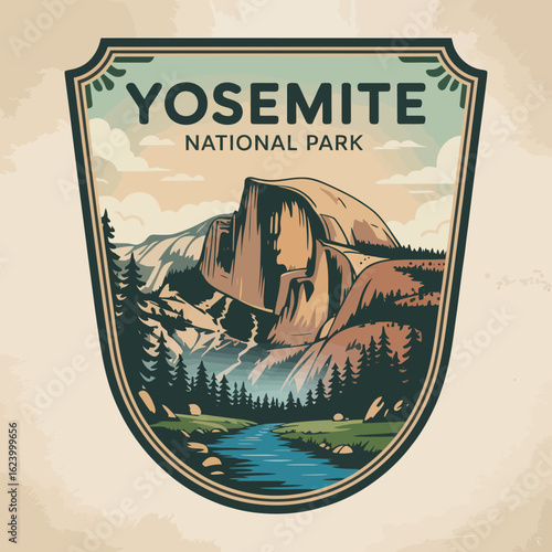 An artistic representation of Yosemite National Park’s iconic glacier rock formations, capturing the awe of nature, perfect for nature lovers and outdoor adventure themes.