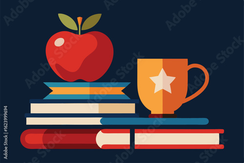 teacher appreciation clipart set with books  apple.eps