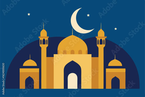 traditional islamic architecture mosque with cresc.eps