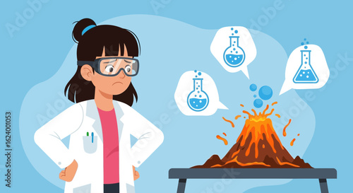Worried Chemist Faces Unexpected Volcano Experiment Eruption With Uncertainty