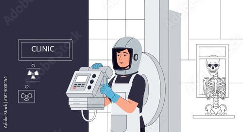 Xray Technician Operates Advanced Medical Equipment in the Clinic Setting