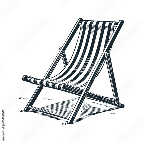 Beach chair – Black and White Icon Vector and Illustration