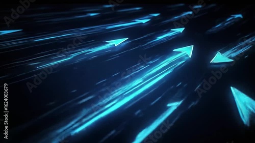 Wallpaper Mural Bright blue arrows extend outward from a central point creating a sense of rapid movement and energy in a dark environment symbolizing progress and innovation Torontodigital.ca