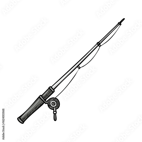 Fishing rod illustration with reel
