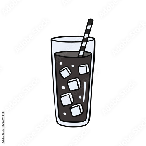 Iced cola in a glass illustration