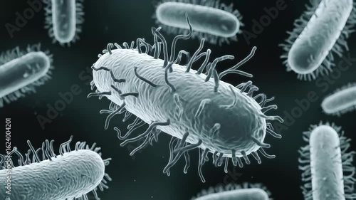 Wallpaper Mural A detailed view of pseudomonas bacteria displays its distinct rod shape and hair like structures among other bacteria cells in a microscopic environment Torontodigital.ca