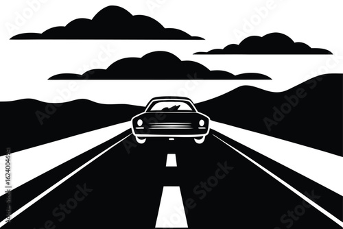 a car driving on a long open road under a dramatic (2).eps