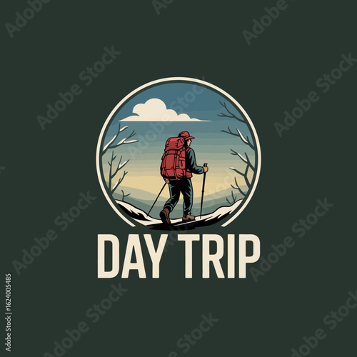 The image captures a dedicated hiker navigating a beautiful trail surrounded by serene landscapes, embodying the spirit of adventure and a perfect day trip into nature.