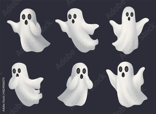 halloween ghost 3D vector set Mesh gradient wes used