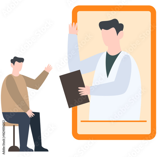 Consultation With Doctor Via Online Illustration