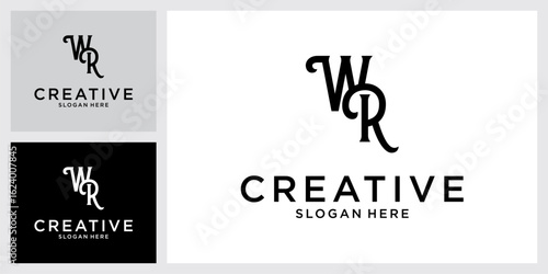 WR initial letter logo design vector