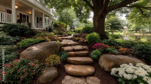 Wallpaper Mural Landscaped stone steps leading to a home Torontodigital.ca