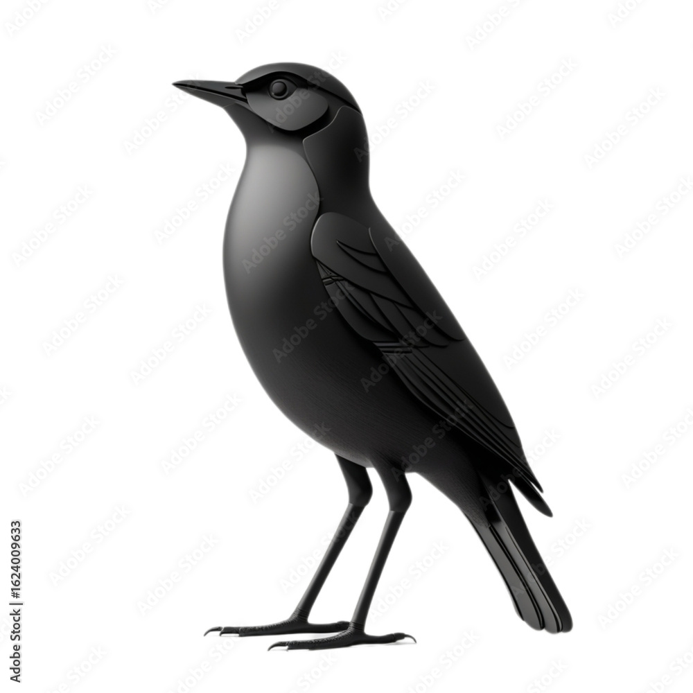 Obraz premium Standing Bird Silhouette on Plain Background