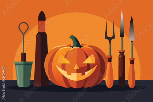 collage of dollar store pumpkin carving tools and .eps