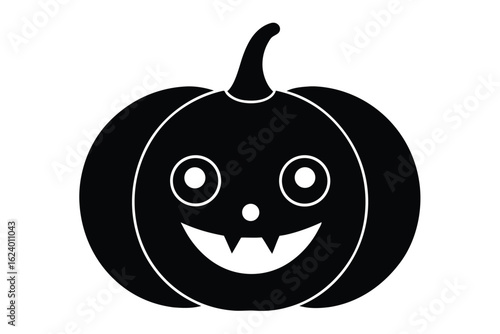 cute cartoon pumpkin with glowing face for kids