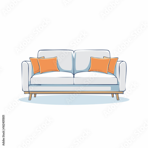 Sofa mit Kissen – moderne Vektorillustration