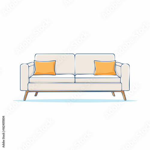 Sofa mit Kissen – moderne Vektorillustration