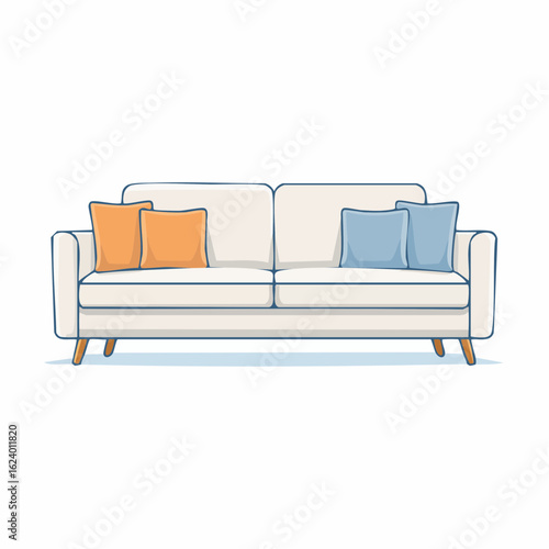 Sofa mit Kissen – moderne Vektorillustration