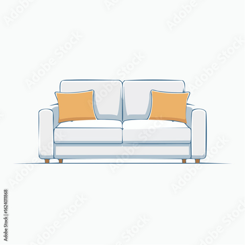 Sofa mit Kissen – moderne Vektorillustration