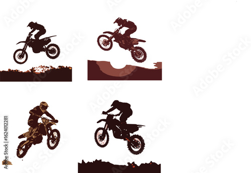 A_motocross_rider_performing_a_jump, Silhouette of a man riding a bike