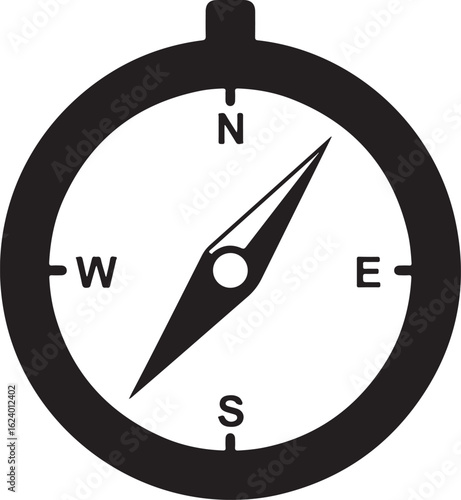 Black and white graphic of a compass with needle pointing northeast navigation direction Free Download Black and white graphic of a compass with needle pointing northeast navigation direction - GFXLoad