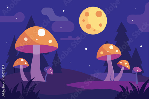 enchanted forest with glowing mushrooms under full (1).eps
