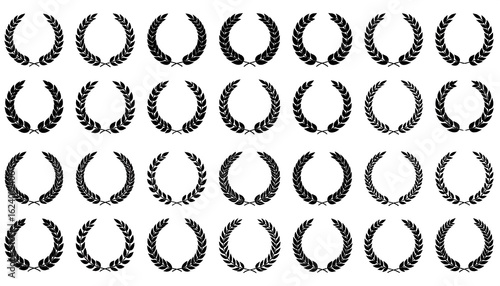 Collection of simple black laurel wreaths